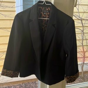 Black blazer with animal print details